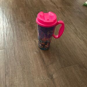 EUC Walt Disney Colorful Travel Mug with Pink Lid
